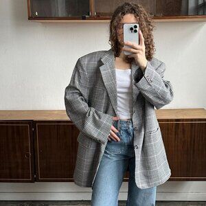 Vtg Boyfriend Men's Houndstooth Blazer Suit Jacket